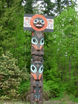 Chief Skedans Totem Pole in Stanley Park, Vancouver, BC, Canada