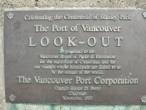 Port of Vancouver Lookout plaque
