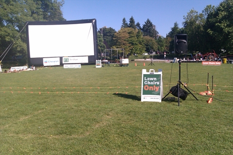 Giant Screen in Ceperley Park in Stanley Park, Vancouver, BC, Canada