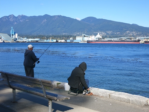 Fishing in Stanley Park, Vancouver, BC, Canada
