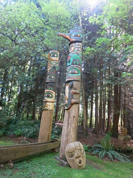 Miniature Train Totem Poles in Stanley Park, Vancouver, BC, Canada