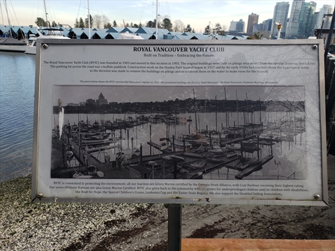 Royal Vancouver Yacht Club Plaque in Stanley Park, Vancouver, BC, Canada