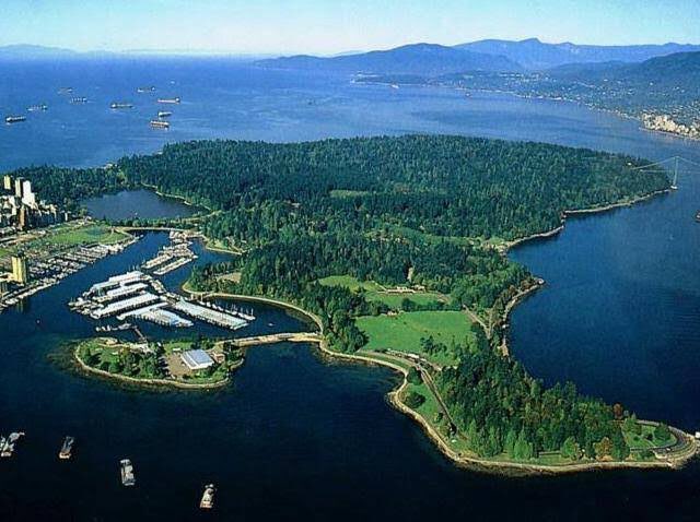 aerial view of Stanley Park, Vancouver, BC, Canada