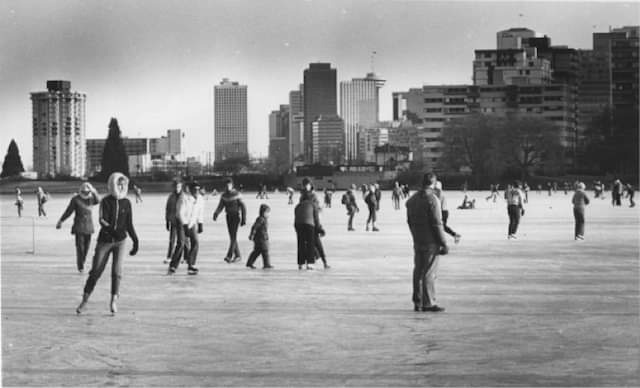 skating on Lost Lagoon in Stanley Park, Vancouver, BC, Canada