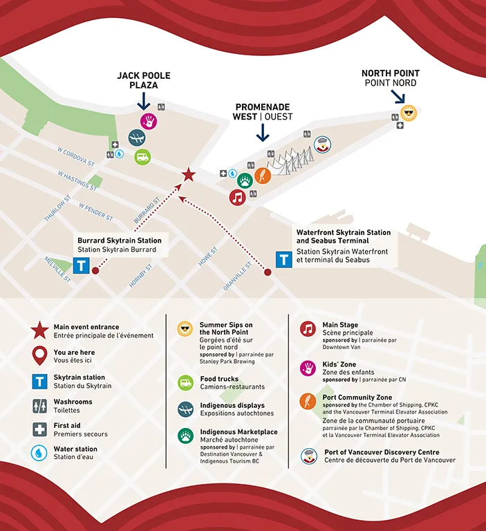 Canada Day at Canada Place Event Map, Vancouver, BC, Canada