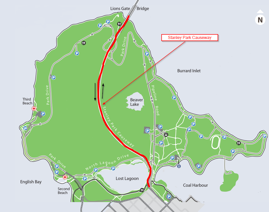 Stanley Park Causeway Map