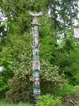 Ga'akstalas Totem Pole in Stanley Park, Vancouver, BC, Canada