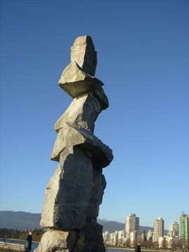 Inukshuk Monument at English Bay, Vancouver, BC, Canada