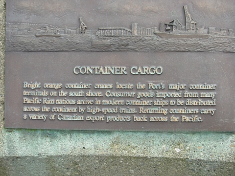 Port of Vancouver Lookout Container Cargo plaque