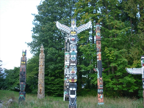 Sky Chief Totem Pole in Stanley Park, Vancouver, BC, Canada