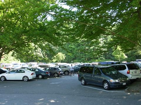 Siwash Rock parking lot in Stanley Park, Vancouver, BC, Canada