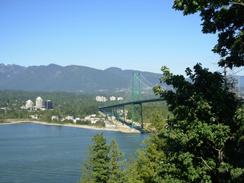 Lions Gate Bridge from Prospect Point in Stanley Park, Vancouver, BC, Canada