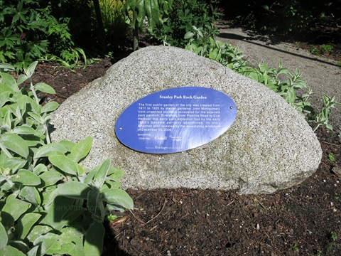 Rock Garden plaque in Stanley Park, Vancouver, BC, Canada