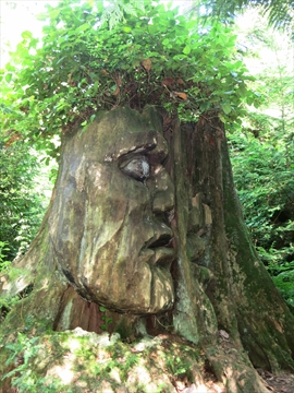 Two Spirits carving in Stanley Park, Vancouver, BC, Canada