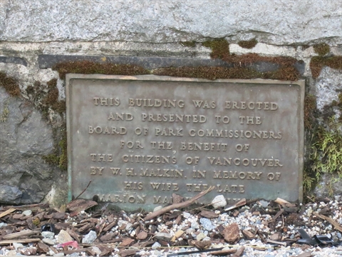 Malkin Bowl Plaque in Stanley Park, Vancouver, BC, Canada
