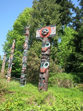 Chief Skedans Mortuary Totem Pole in Stanley Park, Vancouver, BC, Canada