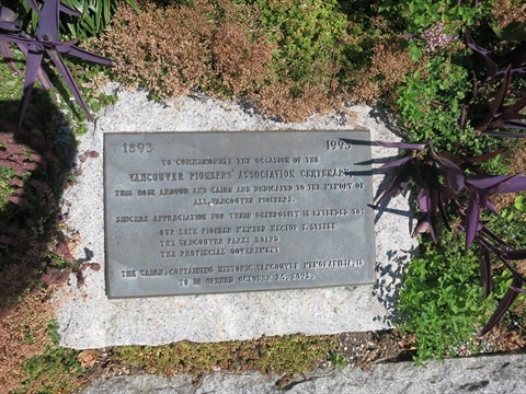 Rose Garden Arbor plaque in Stanley Park, Vancouver, BC, Canada