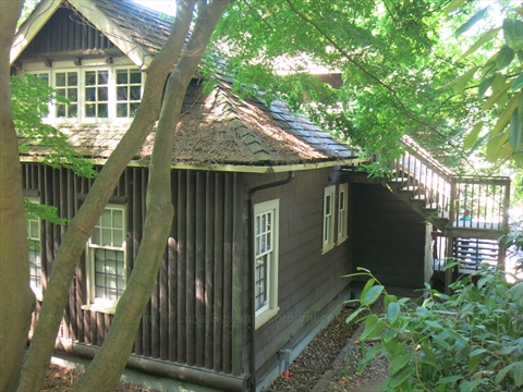 side/back view of the Rose Cottage in Stanley Park