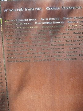 panel of Vancouver AIDS Memorial at English Bay, Vancouver, BC, Canada