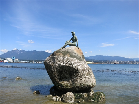 Girl in Wetsuit Statue in Stanley Park, Vancouver, BC, Canada