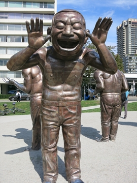 A-Maze-ing Laughter statue at English Bay, Vancouver, BC, Canada