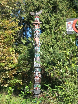 Ga'akstalas Totem Pole in Stanley Park, Vancouver, BC, Canada