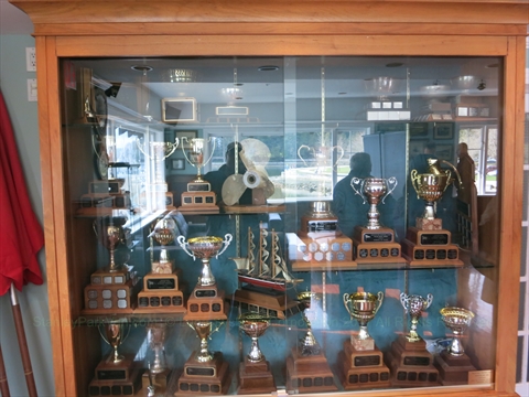 Vancouver Rowing Club trophy case in Stanley Park, Vancouver, BC, Canada