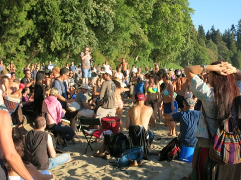 Brahm's Tams Drum Circle in Stanley Park, Vancouver, BC, Canada