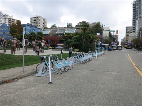Mobi Bike Rental Station at English Bay, Vancouver, BC, Canada