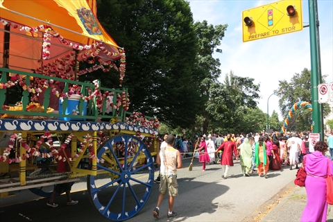 Ratha Yatra parade in Stanley Park, Vancouver, BC, Canada