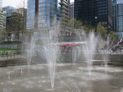 Children's Water Park in Coal Harbour, Vancouver, BC, Canada