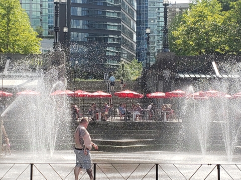 Children's Spray Park at Coal Harbour, Vancouver, BC, Canada
