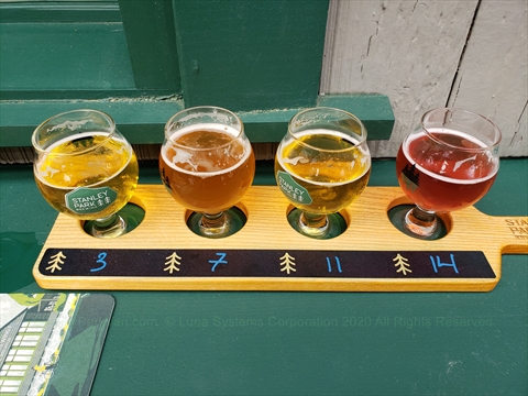 Stanley Park Brewing Company Restaurant and Brewery flight of beer
