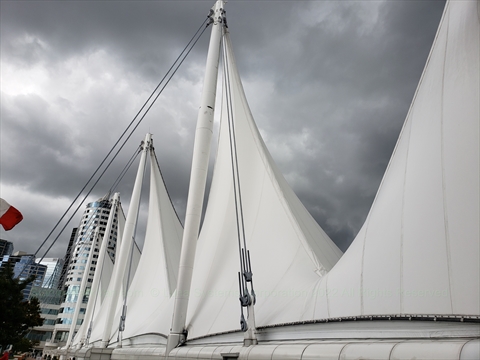 Sails at Canada Place in Coal Harbour, Vancouver, BC, Canada
