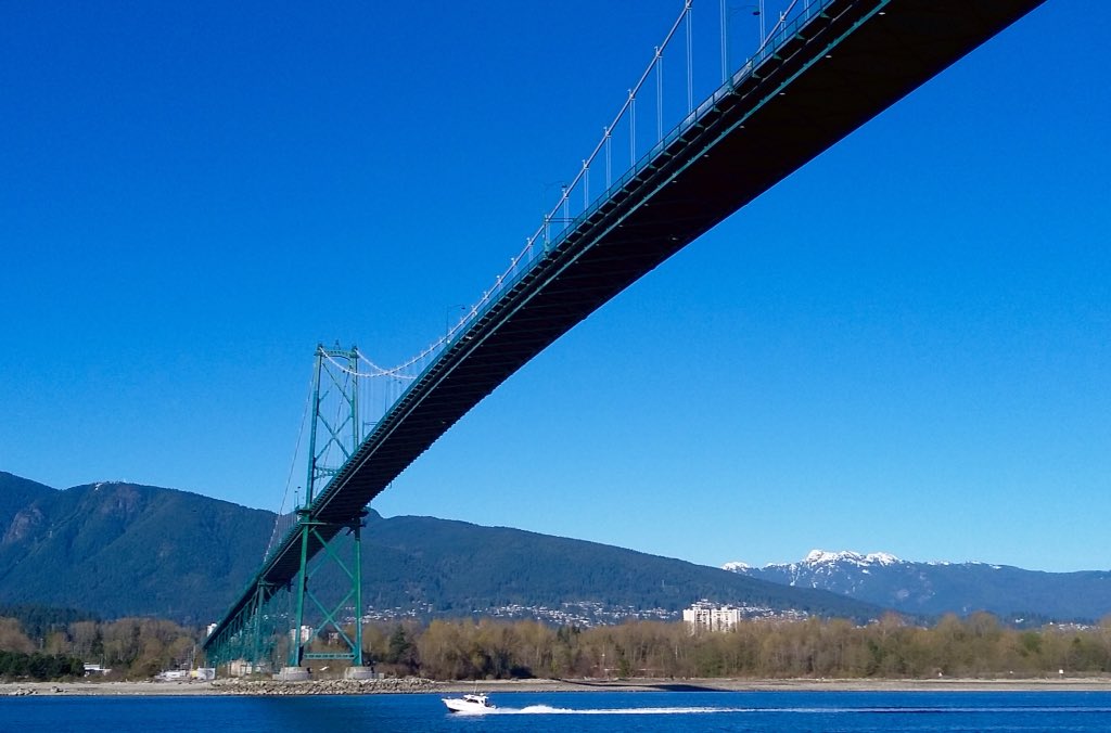 Lions Gate Bridge span in Stanley Park, Vancouver, BC, Canada