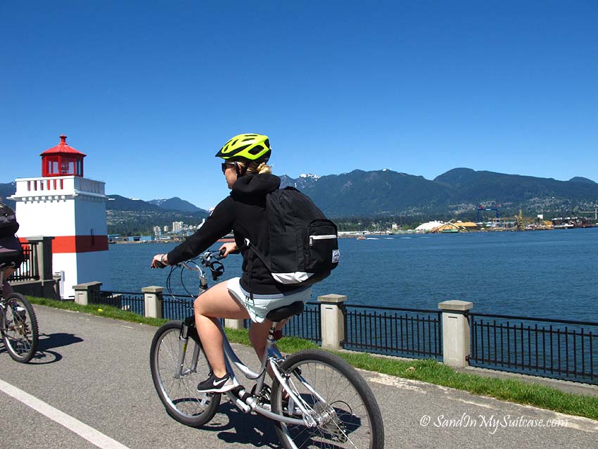 Bicycling in Stanley Park, Vancouver, British Columbia Canada