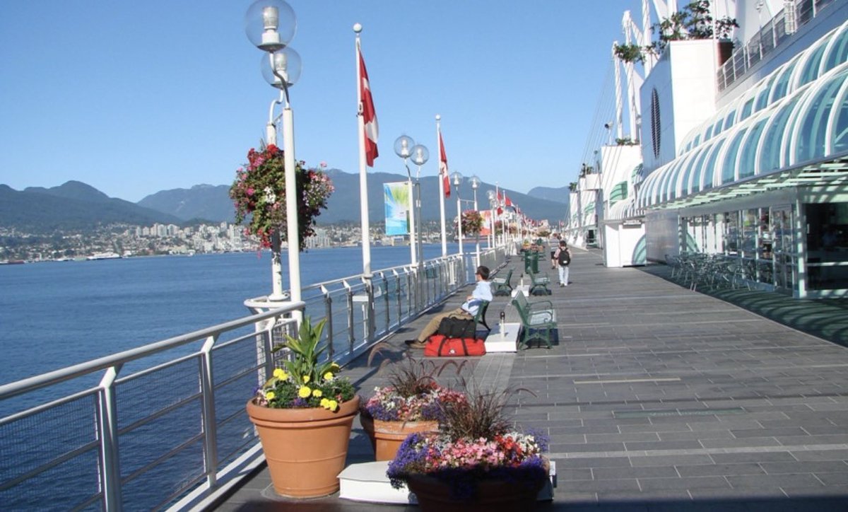 Canada Place promenade in Vancouver, BC, Canada