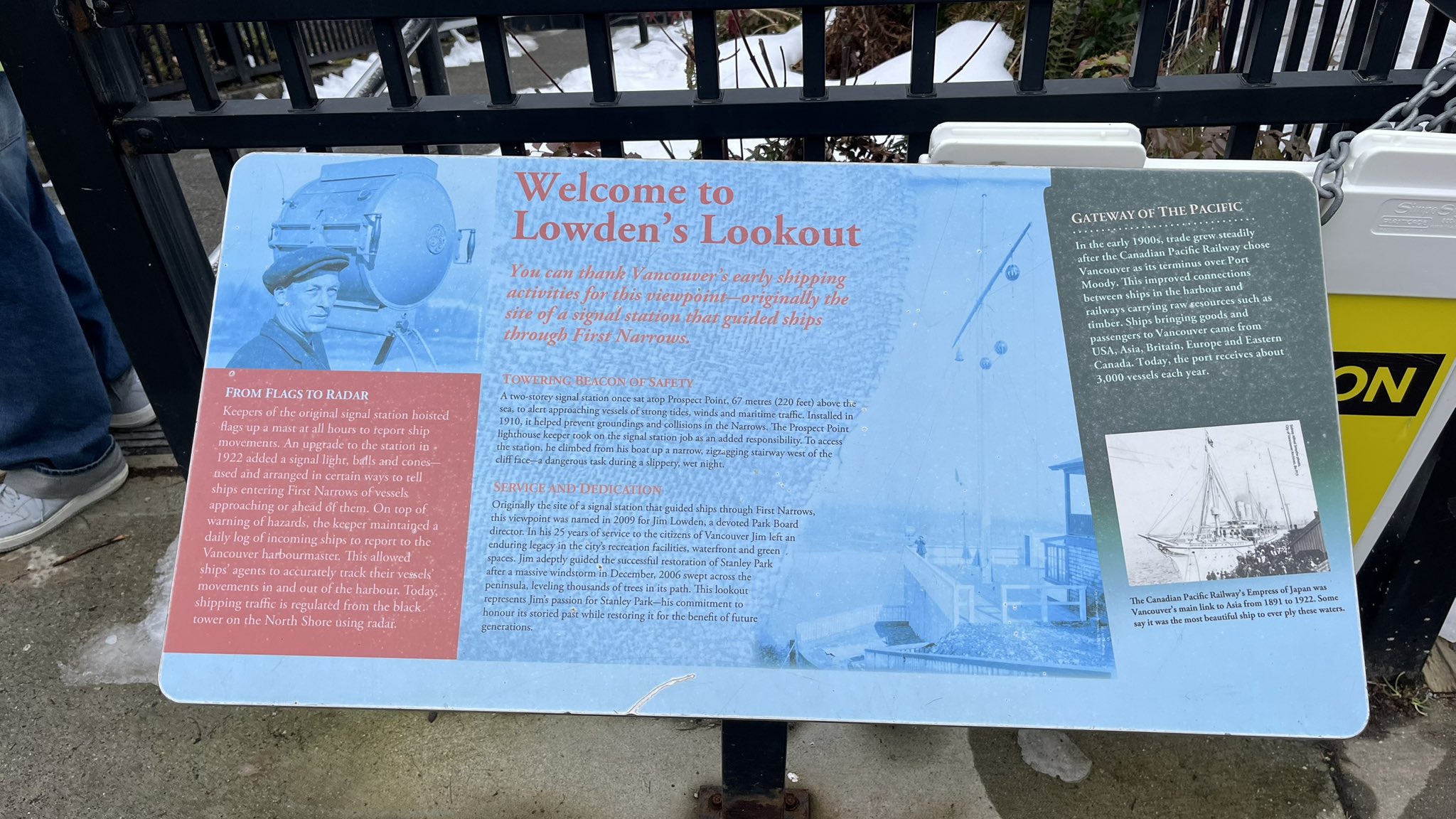 Prospect Point lookout plaque in Stanley Park, Vancouver, BC, Canada